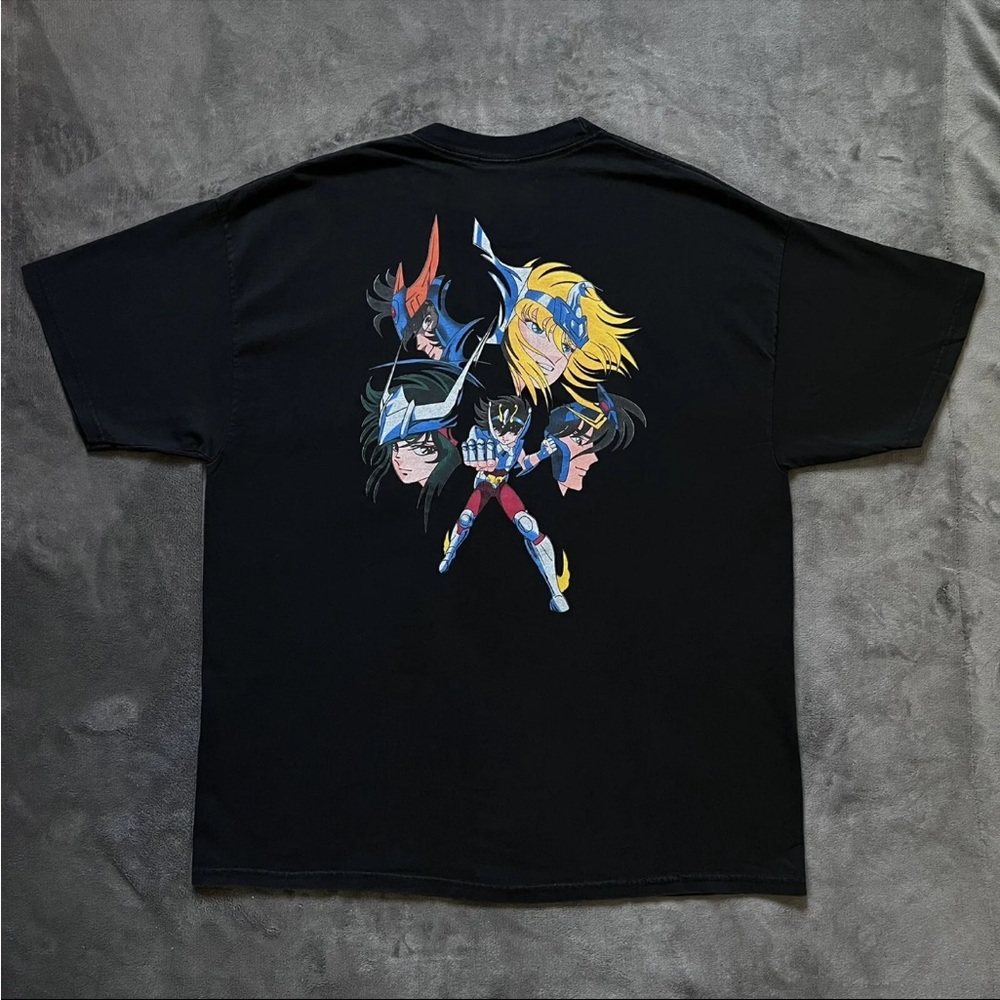 Vintage Y2K Saint Seiya: Knights of the Zodiac Tee - Faded Black Size XL